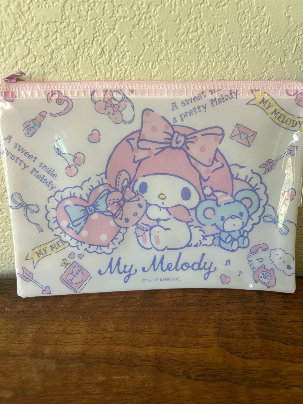 Sanrio 2017 My Melody Pink and Light Blue Clear Vinyl Pouch